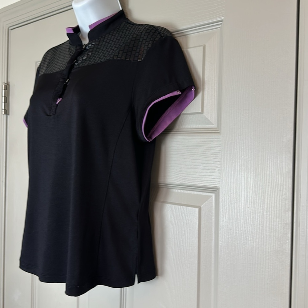 Jamie Sadock Women's Mock Neck Black Cap Sleeve Golf Top Size S - Picture 3 of 8